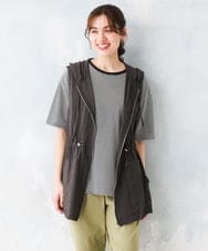 OLJFD11099 eur3(エウルキューブ) 【WEB先行販売】【大きいサイズ】フーディ―ジレ ダークグレー