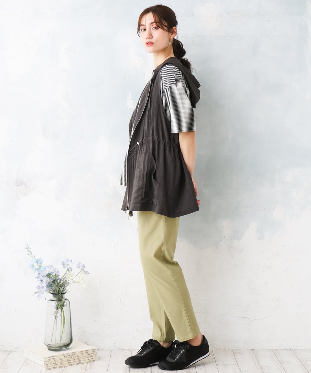 OLJFD11099 eur3(エウルキューブ) 【WEB先行販売】【大きいサイズ】フーディ―ジレ ダークグレー