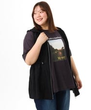 OLJFD11099 eur3(エウルキューブ) 【WEB先行販売】【大きいサイズ】フーディ―ジレ ブラック