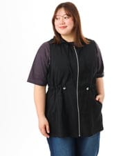 OLJFD11099 eur3(エウルキューブ) 【WEB先行販売】【大きいサイズ】フーディ―ジレ ブラック