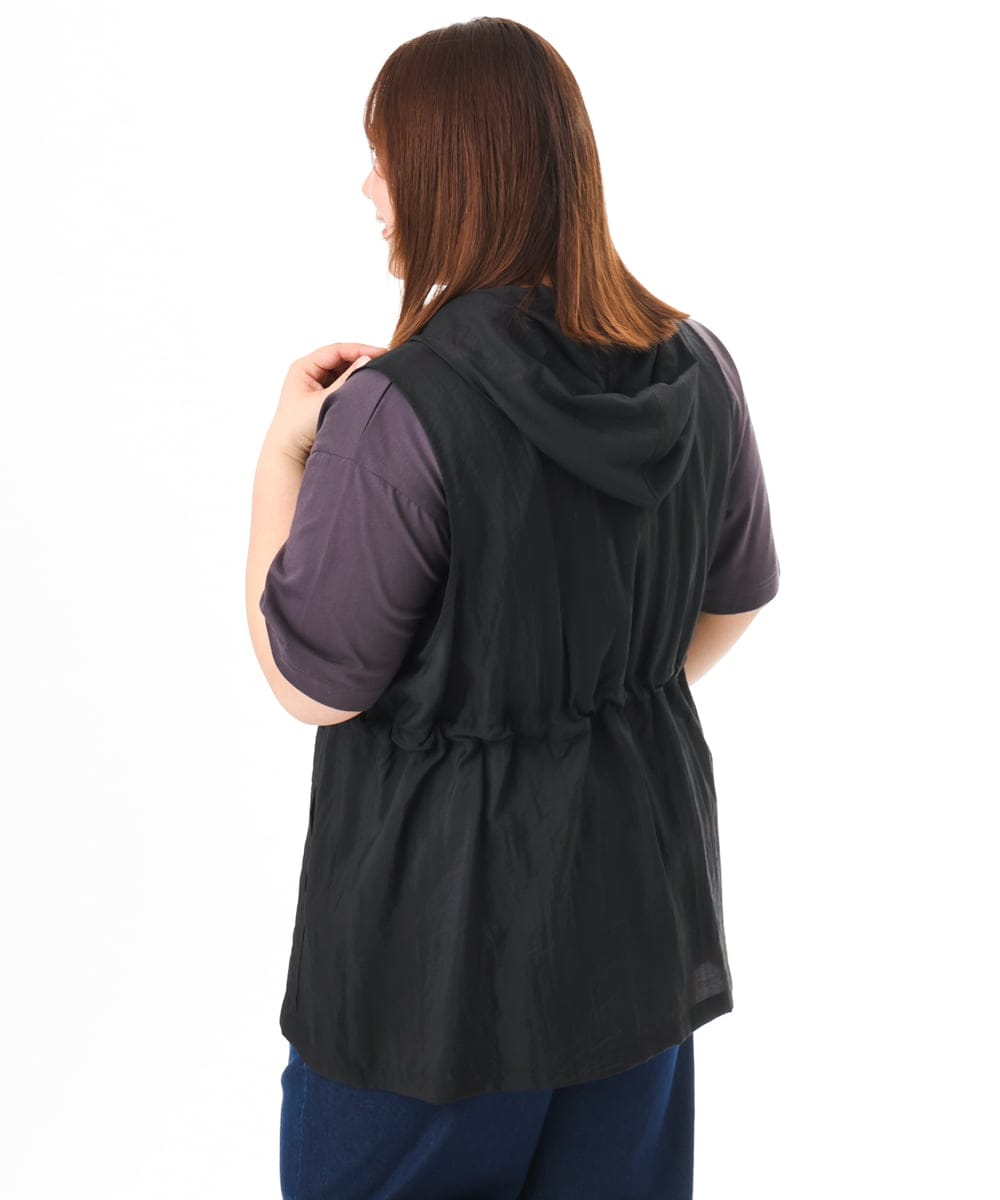 OLJFD11099 eur3(エウルキューブ) 【WEB先行販売】【大きいサイズ】フーディ―ジレ ブラック