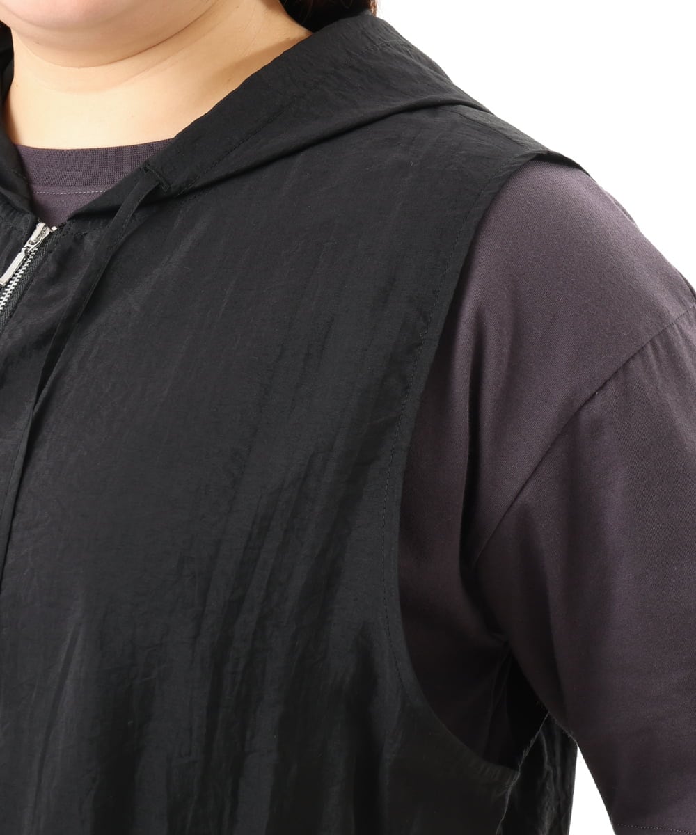 OLJFD11099 eur3(エウルキューブ) 【WEB先行販売】【大きいサイズ】フーディ―ジレ ブラック