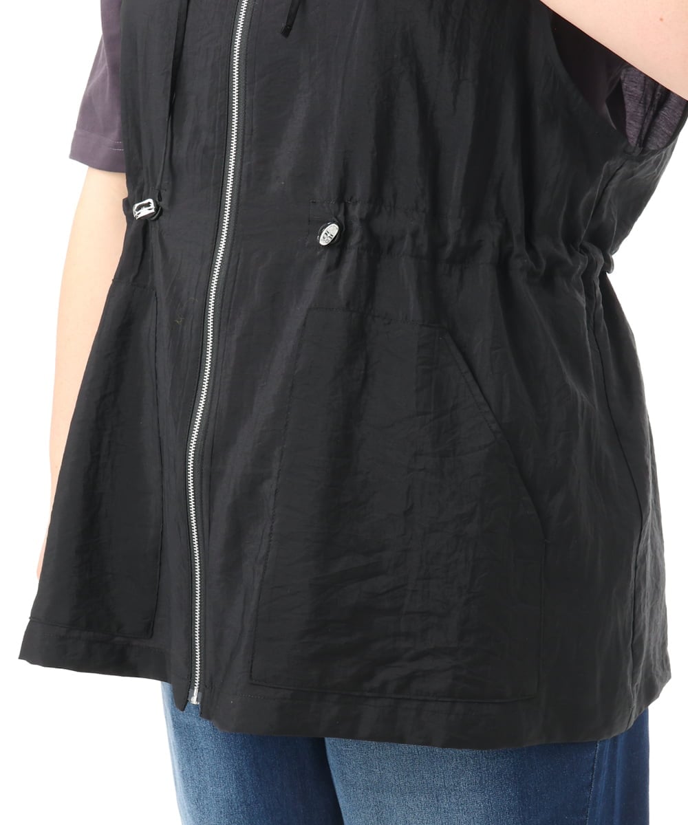 OLJFD11099 eur3(エウルキューブ) 【WEB先行販売】【大きいサイズ】フーディ―ジレ ブラック