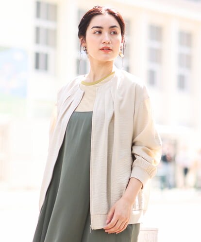 OLJFS05130 eur3 【大きいサイズ】ノーカラーシアーブルゾン
