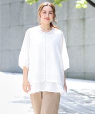 OLJGA06119 eur3(エウルキューブ) 【WEB先行販売】【大きいサイズ】コクーンスリーブメッシュジャケット ホワイト(90)