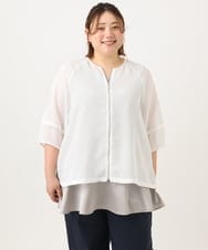 OLJGA06119 eur3(エウルキューブ) 【WEB先行販売】【大きいサイズ】コクーンスリーブメッシュジャケット ホワイト(90)