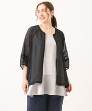OLJGA06119 eur3(エウルキューブ) 【WEB先行販売】【大きいサイズ】コクーンスリーブメッシュジャケット ブラック(94)