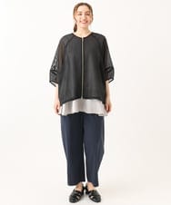 OLJGA06119 eur3(エウルキューブ) 【WEB先行販売】【大きいサイズ】コクーンスリーブメッシュジャケット ブラック(94)