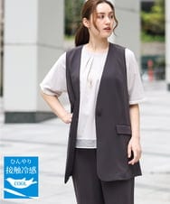 OLJGA09149 eur3(エウルキューブ) 【大きいサイズ/接触冷感】カノコVネックジレ ダークグレー(93)