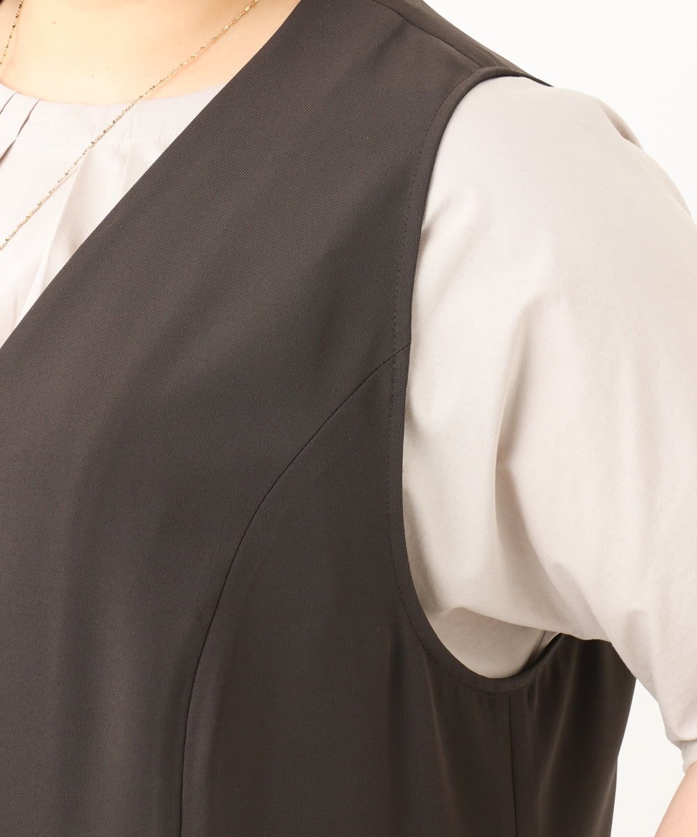 OLJGA09149 eur3(エウルキューブ) 【大きいサイズ/接触冷感】カノコVネックジレ ダークグレー(93)