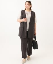 OLJGA09149 eur3(エウルキューブ) 【大きいサイズ/接触冷感】カノコVネックジレ ダークグレー(93)
