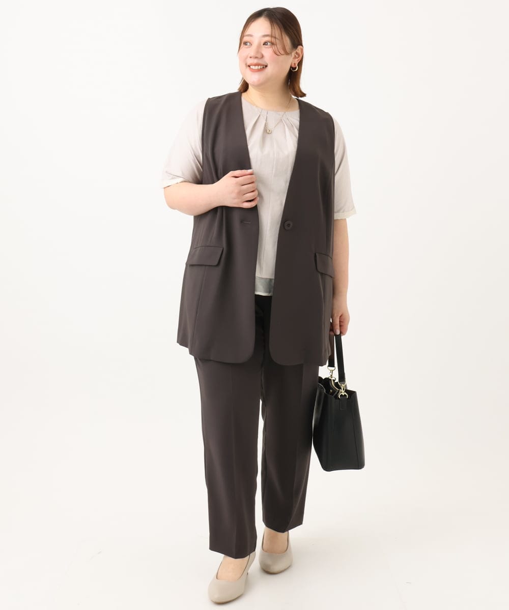 OLJGA09149 eur3(エウルキューブ) 【大きいサイズ/接触冷感】カノコVネックジレ ダークグレー(93)