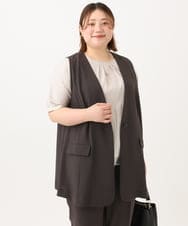 OLJGA09149 eur3(エウルキューブ) 【大きいサイズ/接触冷感】カノコVネックジレ ダークグレー(93)