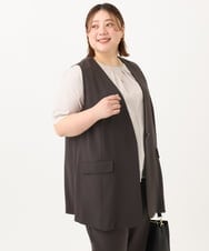 OLJGA09149 eur3(エウルキューブ) 【大きいサイズ/接触冷感】カノコVネックジレ ダークグレー(93)