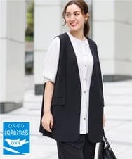 OLJGA09149 eur3(エウルキューブ) 【大きいサイズ/接触冷感】カノコVネックジレ ブラック(94)