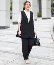 OLJGA09149 eur3(エウルキューブ) 【大きいサイズ/接触冷感】カノコVネックジレ ブラック(94)