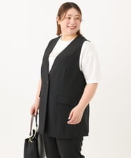 OLJGA09149 eur3(エウルキューブ) 【大きいサイズ/接触冷感】カノコVネックジレ ブラック(94)