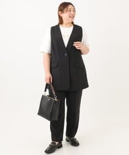 OLJGA09149 eur3(エウルキューブ) 【大きいサイズ/接触冷感】カノコVネックジレ ブラック(94)