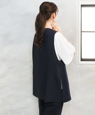 OLJGD04149 eur3(エウルキューブ) 【大きいサイズ/機能素材】洗えるカノコVネックジレ ネイビー