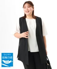 OLJGD04149 eur3(エウルキューブ) 【大きいサイズ/機能素材】洗えるカノコVネックジレ ブラック