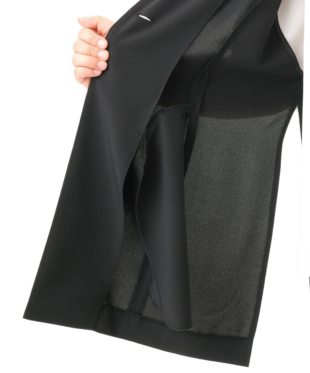 OLJGD04149 eur3(エウルキューブ) 【大きいサイズ/機能素材】洗えるカノコVネックジレ ブラック