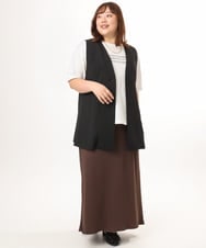 OLJGD04149 eur3(エウルキューブ) 【大きいサイズ/機能素材】洗えるカノコVネックジレ ブラック