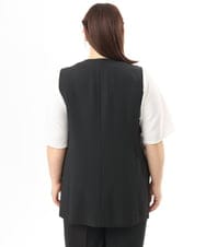 OLJGD04149 eur3(エウルキューブ) 【大きいサイズ/機能素材】洗えるカノコVネックジレ ブラック