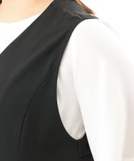 OLJGD04149 eur3(エウルキューブ) 【大きいサイズ/機能素材】洗えるカノコVネックジレ ブラック