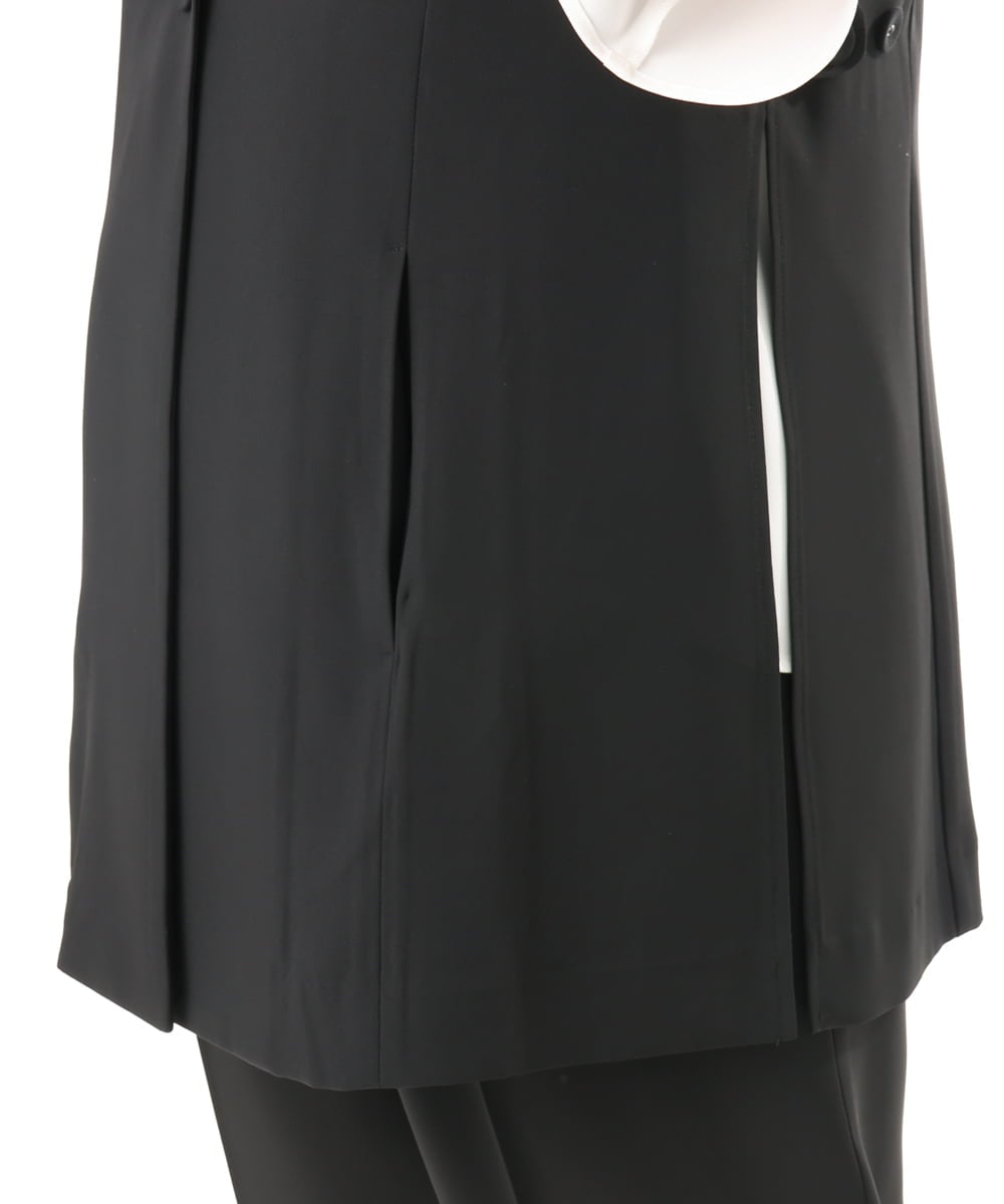 OLJGD04149 eur3(エウルキューブ) 【大きいサイズ/機能素材】洗えるカノコVネックジレ ブラック