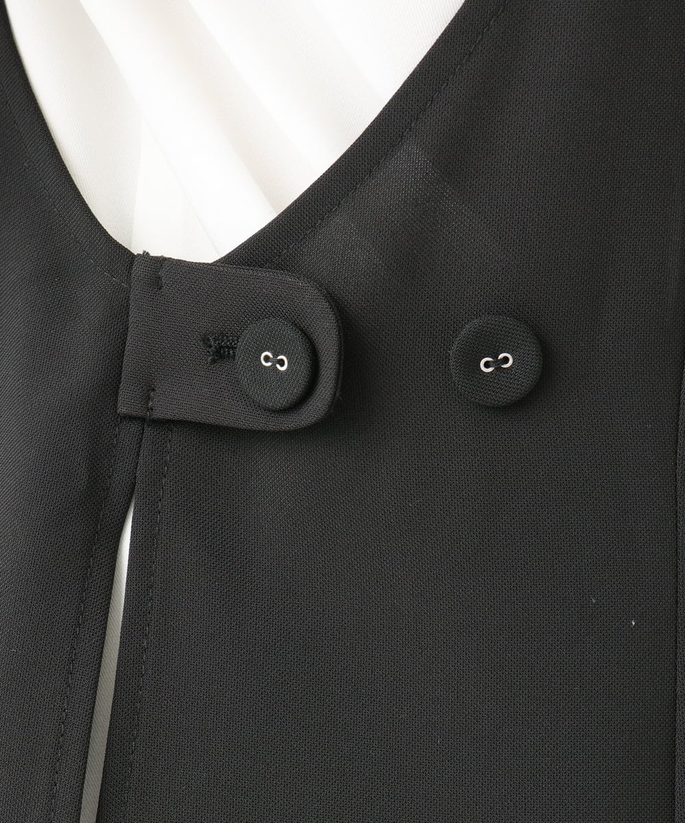 OLJGD04149 eur3(エウルキューブ) 【大きいサイズ/機能素材】洗えるカノコVネックジレ ブラック