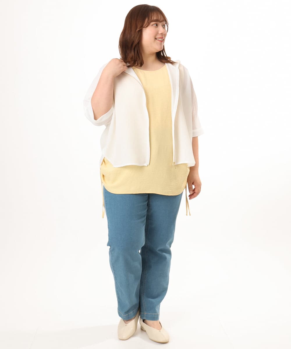 OLJGD12119 eur3(エウルキューブ) 【大きいサイズ】メッシュフーディ―ジャケット ホワイト