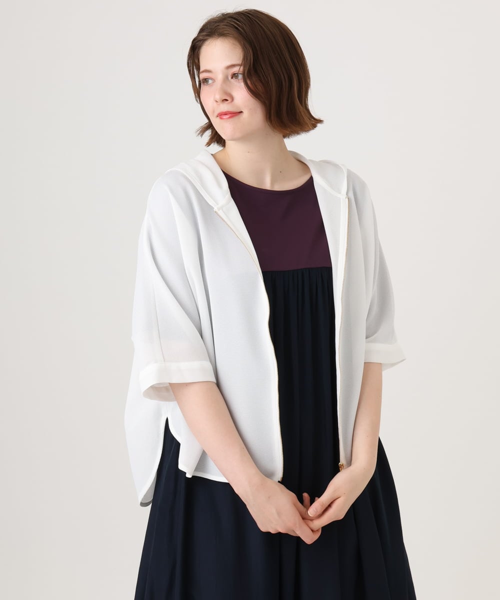 OLJGD12119 eur3(エウルキューブ) 【大きいサイズ】メッシュフーディ―ジャケット ホワイト