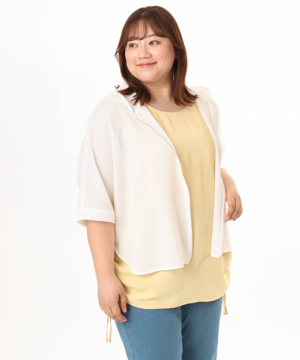 OLJGD12119 eur3(エウルキューブ) 【大きいサイズ】メッシュフーディ―ジャケット ホワイト