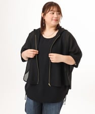 OLJGD12119 eur3(エウルキューブ) 【大きいサイズ】メッシュフーディ―ジャケット ブラック