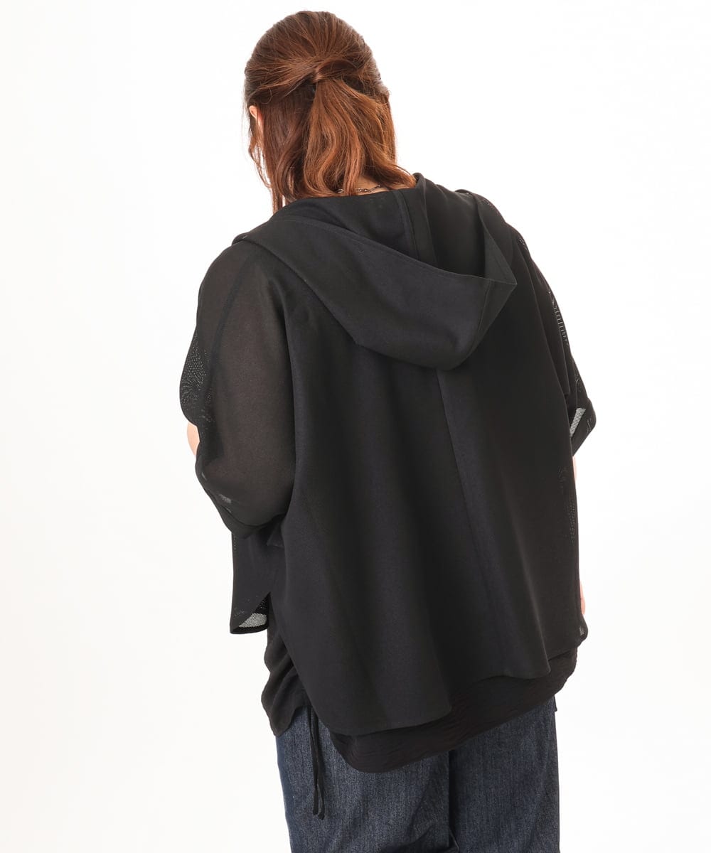 OLJGD12119 eur3(エウルキューブ) 【大きいサイズ】メッシュフーディ―ジャケット ブラック