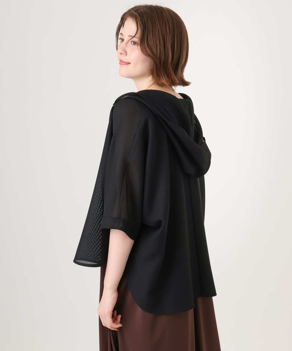 OLJGD12119 eur3(エウルキューブ) 【大きいサイズ】メッシュフーディ―ジャケット ブラック