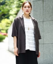 OLJHA10169 eur3(エウルキューブ) 【WEB先行販売】【大きいサイズ/接触冷感】シアーハーフスリーブジャケット ダークグレー(93)