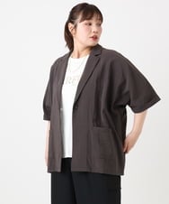 OLJHA10169 eur3(エウルキューブ) 【WEB先行販売】【大きいサイズ/接触冷感】シアーハーフスリーブジャケット ダークグレー(93)