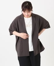 OLJHA10169 eur3(エウルキューブ) 【WEB先行販売】【大きいサイズ/接触冷感】シアーハーフスリーブジャケット ダークグレー(93)