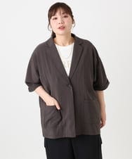 OLJHA10169 eur3(エウルキューブ) 【WEB先行販売】【大きいサイズ/接触冷感】シアーハーフスリーブジャケット ダークグレー(93)