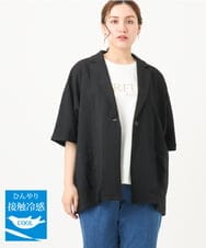 OLJHA10169 eur3(エウルキューブ) 【WEB先行販売】【大きいサイズ/接触冷感】シアーハーフスリーブジャケット ブラック(94)