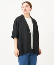 OLJHA10169 eur3(エウルキューブ) 【WEB先行販売】【大きいサイズ/接触冷感】シアーハーフスリーブジャケット ブラック(94)