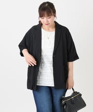 OLJHA10169 eur3(エウルキューブ) 【WEB先行販売】【大きいサイズ/接触冷感】シアーハーフスリーブジャケット ブラック(94)