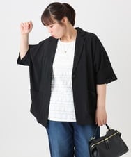 OLJHA10169 eur3(エウルキューブ) 【WEB先行販売】【大きいサイズ/接触冷感】シアーハーフスリーブジャケット ブラック(94)