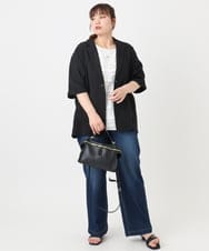 OLJHA10169 eur3(エウルキューブ) 【WEB先行販売】【大きいサイズ/接触冷感】シアーハーフスリーブジャケット ブラック(94)