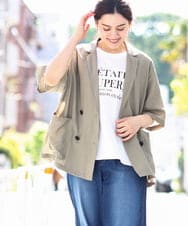 OLJHV09139 eur3(エウルキューブ) 【大きいサイズ】半袖ジャケット カーキ(36)