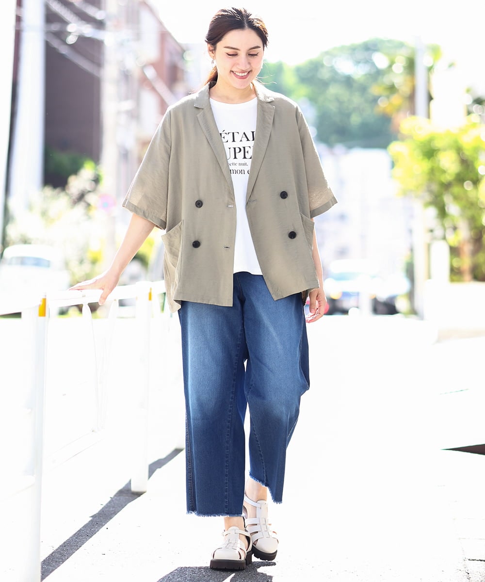 OLJHV09139 eur3(エウルキューブ) 【大きいサイズ】半袖ジャケット カーキ(36)