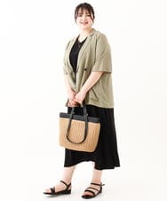 OLJHV09139 eur3(エウルキューブ) 【大きいサイズ】半袖ジャケット カーキ(36)