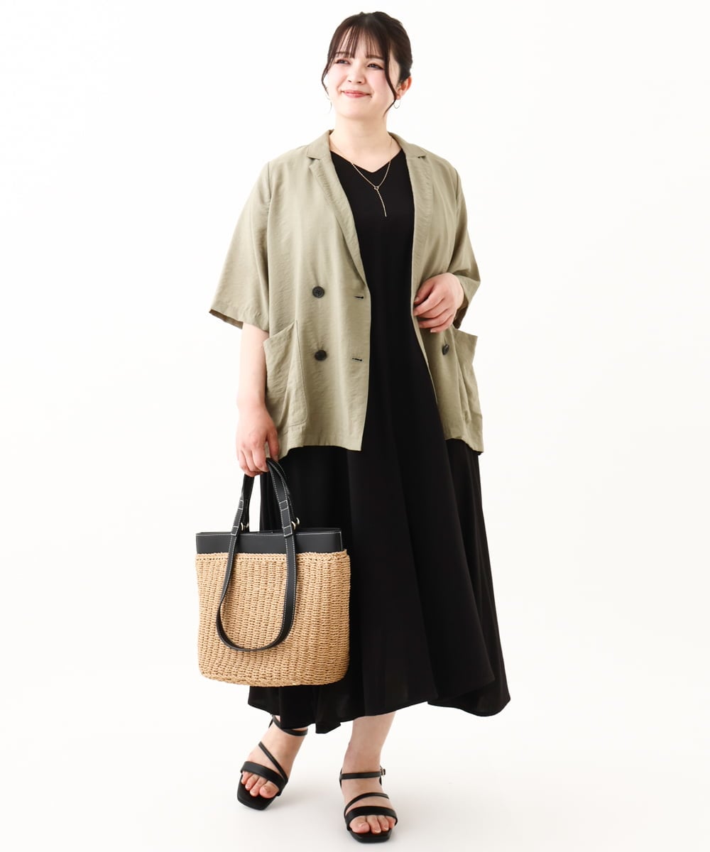 OLJHV09139 eur3(エウルキューブ) 【大きいサイズ】半袖ジャケット カーキ(36)