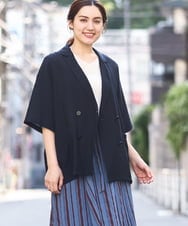 OLJHV09139 eur3(エウルキューブ) 【大きいサイズ】半袖ジャケット ネイビー(57)